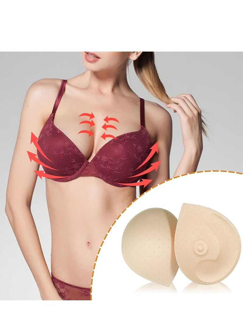 Bra Pad Inserts, Women's Removable Underwear Inserts Sponge Cups Semicircular Replacement Pads for Yoga Swimwear Bikini Swimsuits, Etc. (6 Pairs, White Black Skin Color) - Image 2
