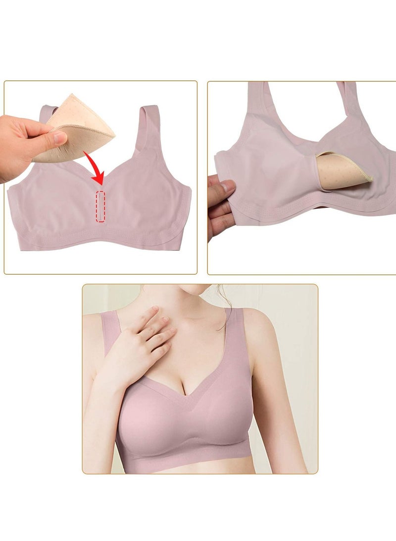 Bra Pad Inserts, Women's Removable Underwear Inserts Sponge Cups Semicircular Replacement Pads for Yoga Swimwear Bikini Swimsuits, Etc. (6 Pairs, White Black Skin Color) - Image 3