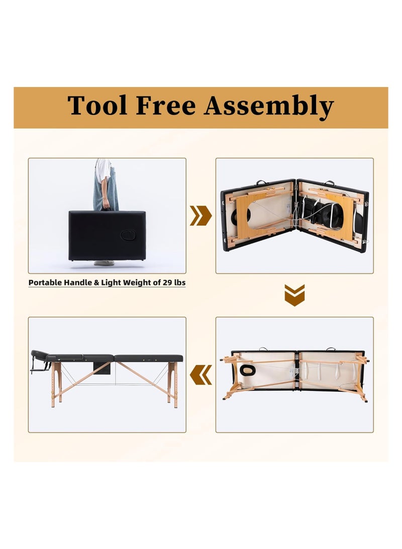 Generic Portable 2 Folding Bed with Wooden Black 185x70x55cm 80cm pillow 28cm HK-XF1012  - Image 2