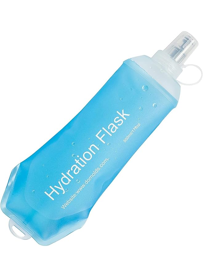 PROMASS زجاجة ماء قابلة للطي ناعمة، TPU سهلة الحمل 500 مل، زجاجة ترطيب قابلة للطي آمنة وغير سامة، مثانة ماء متينة، مناسبة للجري، التنزه، ركوب الدراجات - Image 1