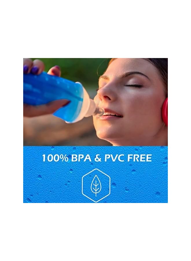 PROMASS زجاجة ماء قابلة للطي ناعمة، TPU سهلة الحمل 500 مل، زجاجة ترطيب قابلة للطي آمنة وغير سامة، مثانة ماء متينة، مناسبة للجري، التنزه، ركوب الدراجات - Image 3