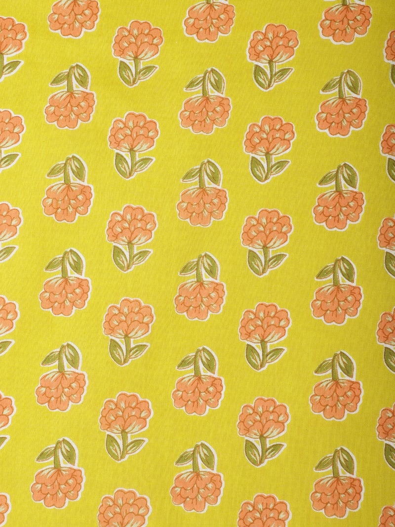 AKS Yellow Floral Butti Block Print Fabric - Image 3