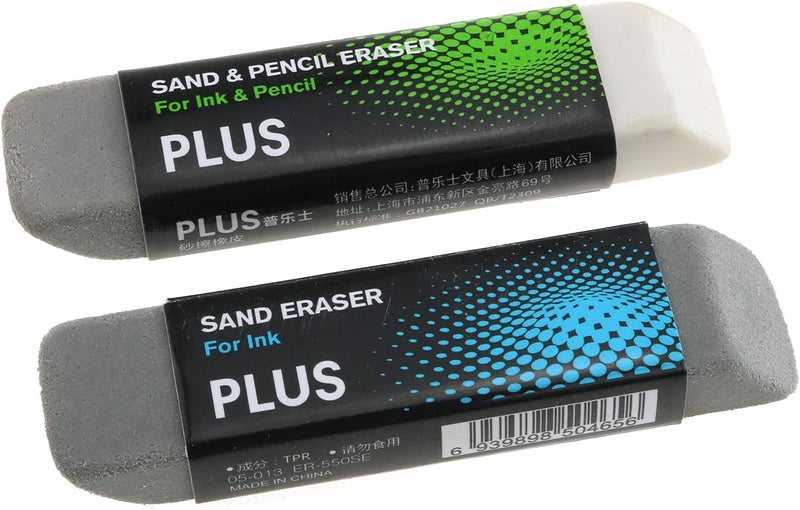 Eoutstanding 2pcs Sand Eraser School Office Stationery Correction Supplies - Sand and Rubber Particle Eraser Designed to Remove Colored Pencil and Ink Markings - Image 1