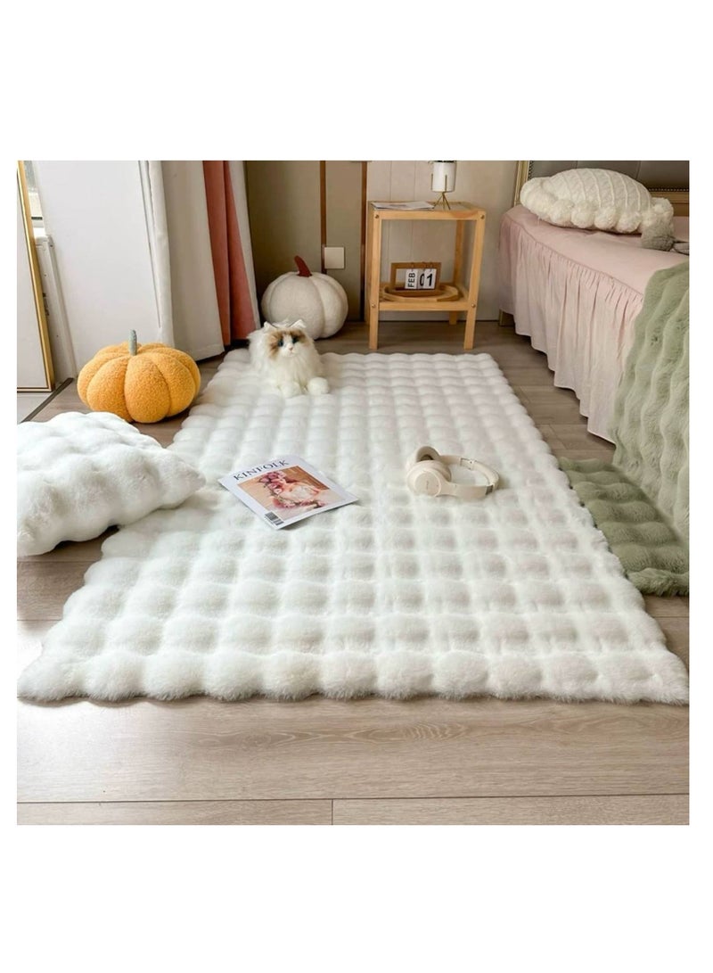 Luxury Soft Fluffy Area Rug – Wave-Pattern Plush Carpet for Bedroom, Living Room, or Nursery – Anti-Slip & Cozy Floor Mat 180×60cm