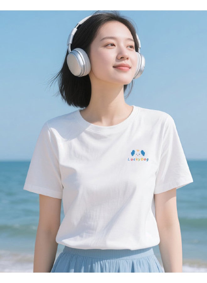 Your Sun Women'S Summer Basic Shirt Thin High-End Minimalist Pure Cotton T-Shirt Ladies Short Sleeve - Image 1