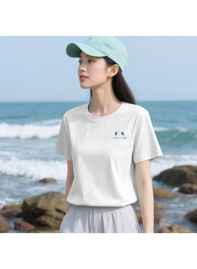Your Sun Women'S Summer Basic Shirt Thin High-End Minimalist Pure Cotton T-Shirt Ladies Short Sleeve - Image 5