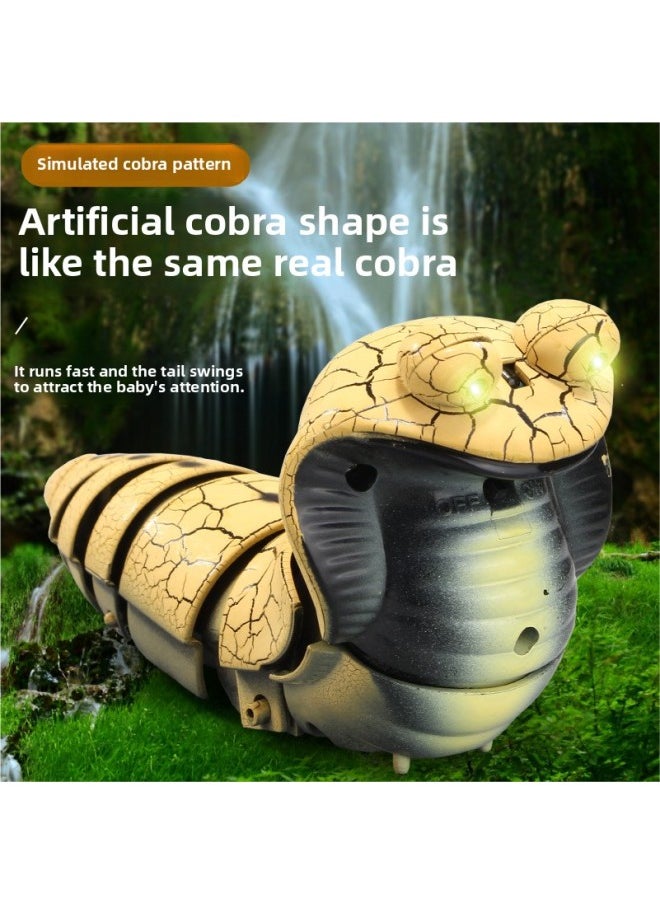 Simulation Infrared Remote Control Small Cobra Strange Electronic Pet Animal Mini Snake Children's Electric Toys-Color:7702A Small Cobra (yellow)  - Image 3