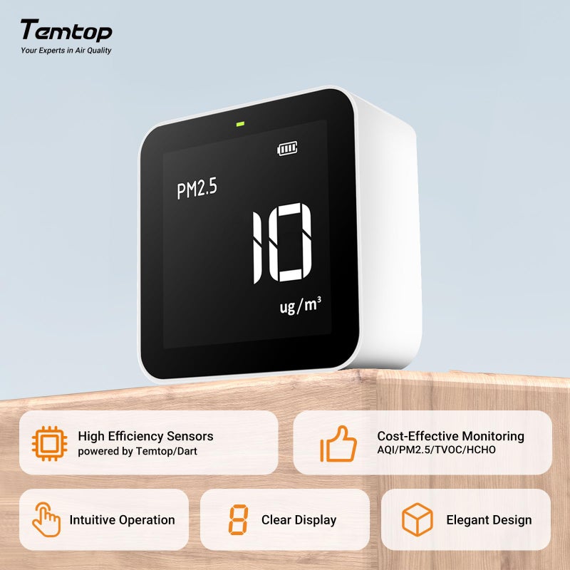 Temtop Temtop M10 Air Quality Monitor Indoor Air Quality Tester AQI PM2.5 VOCs Formaldehyde Detector for Home Air Testing, US Certified Air Sensor  - Image 3