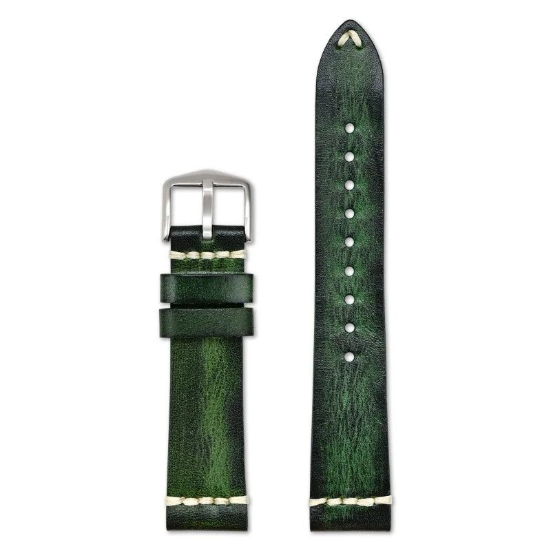 Bluejw Vintage Gradient Cowhide Watch Strap Replacement for Rolex & Omega – Luxury Leather Band with 316L Solid Stainless Steel Clasp - Image 1