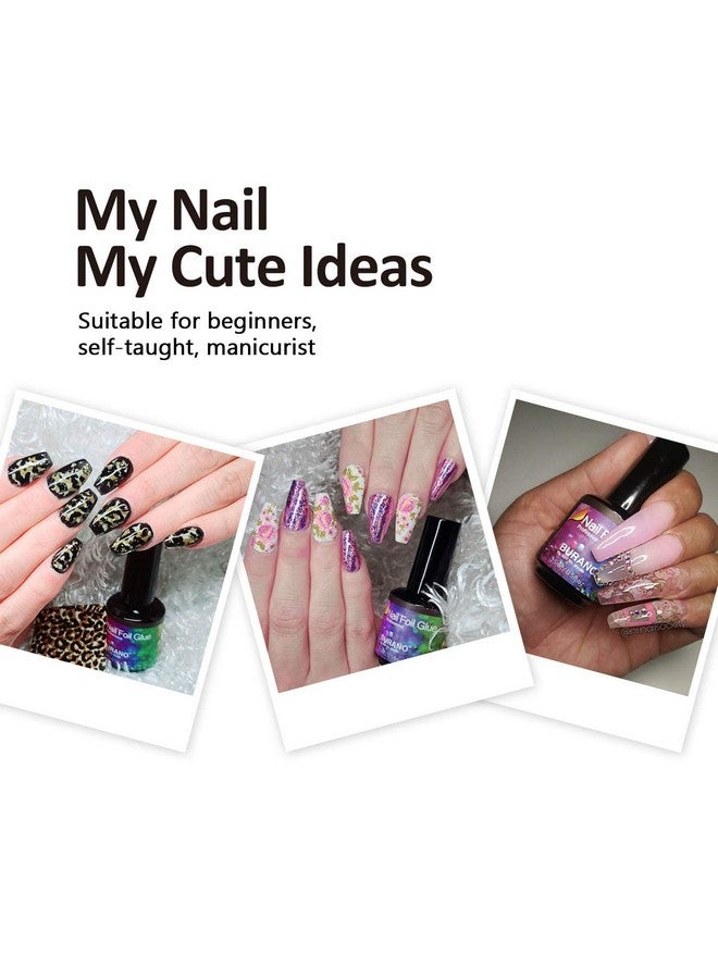 بورانو جل صمغ رقائق الأظافر مع 40 قطعة من ملصقات الرقائق المعدنية 15 مل، زجاجتين من جل رقائق الأظافر، رقائق أظافر جل فنية مع قلم مصمم، رقائق أظافر لاصقة - Image 3