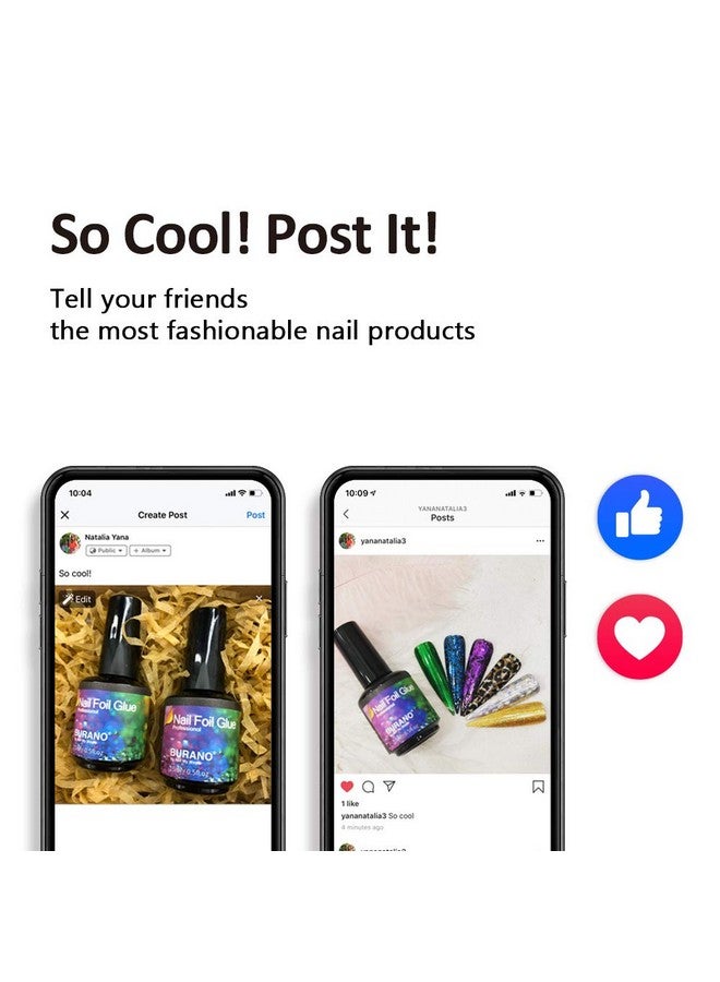 بورانو جل صمغ رقائق الأظافر مع 40 قطعة من ملصقات الرقائق المعدنية 15 مل، زجاجتين من جل رقائق الأظافر، رقائق أظافر جل فنية مع قلم مصمم، رقائق أظافر لاصقة - Image 5