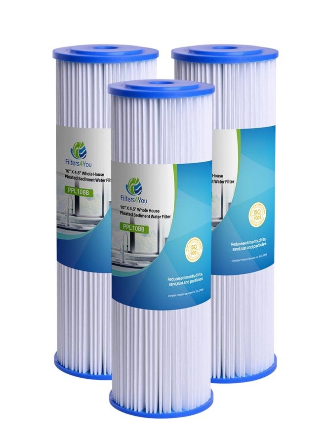CFS - 10" x 4.5" 30 Micron Compatible Water Filters for HDX HDX4PF4 Pleated High Flow Whole House Filter, Reduces Sediment, 3-Pack - Image 1