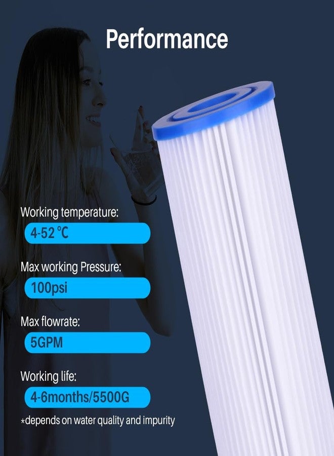 CFS - 10" x 4.5" 30 Micron Compatible Water Filters for HDX HDX4PF4 Pleated High Flow Whole House Filter, Reduces Sediment, 3-Pack - Image 3
