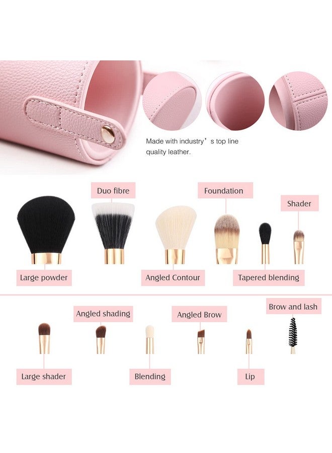 Z'OREYA Makeup Brush Set 12Pcs Pink Synthetic Makeup Brushes Travel Set With Holder Makeup Brush Organizer Foundation Powder Contour Blush Eye Cosmetic Brush Sets In Case With Bonus Gift Makeup Sponge - Image 2