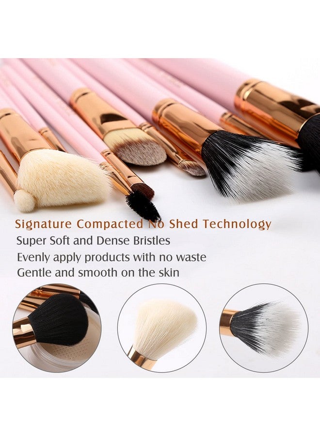 Z'OREYA Makeup Brush Set 12Pcs Pink Synthetic Makeup Brushes Travel Set With Holder Makeup Brush Organizer Foundation Powder Contour Blush Eye Cosmetic Brush Sets In Case With Bonus Gift Makeup Sponge - Image 4