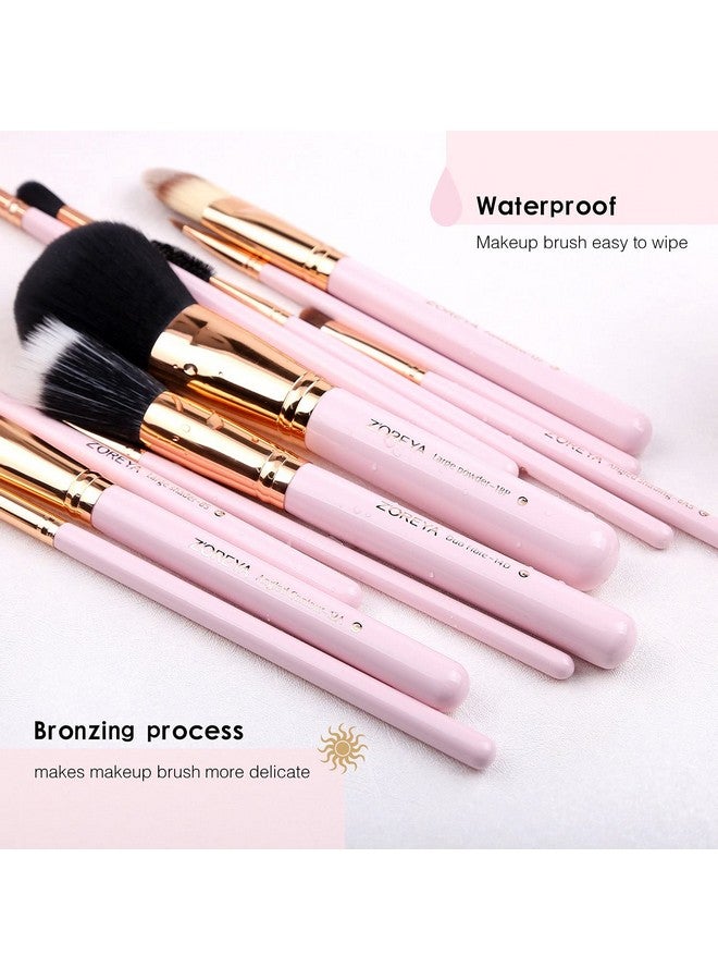 Z'OREYA Makeup Brush Set 12Pcs Pink Synthetic Makeup Brushes Travel Set With Holder Makeup Brush Organizer Foundation Powder Contour Blush Eye Cosmetic Brush Sets In Case With Bonus Gift Makeup Sponge - Image 3