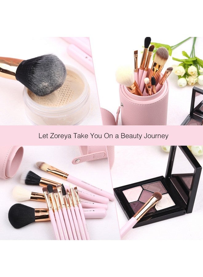 Z'OREYA Makeup Brush Set 12Pcs Pink Synthetic Makeup Brushes Travel Set With Holder Makeup Brush Organizer Foundation Powder Contour Blush Eye Cosmetic Brush Sets In Case With Bonus Gift Makeup Sponge - Image 5