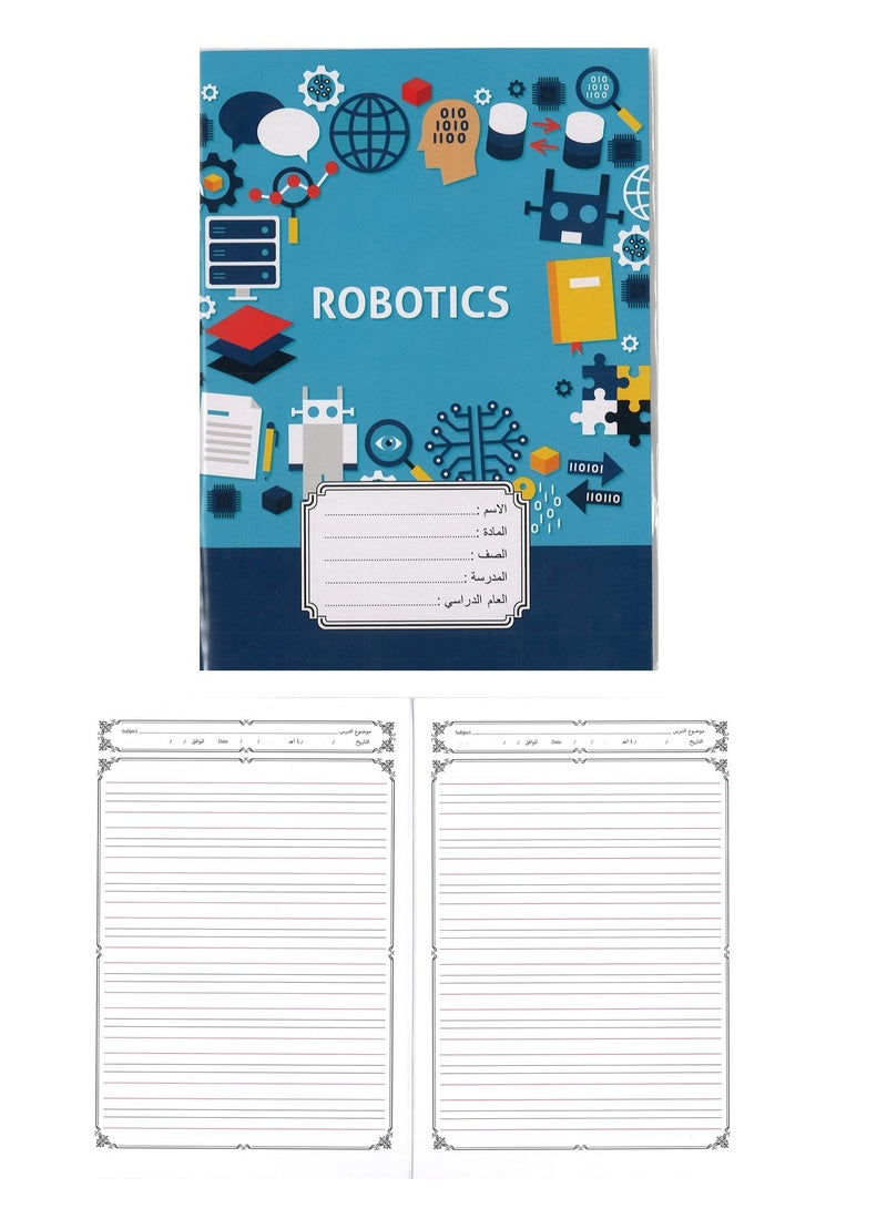 Sadaf Four Lined Notebook With Plastic Cover 100 Sheets Assorted Designs A5 Size - Image 1