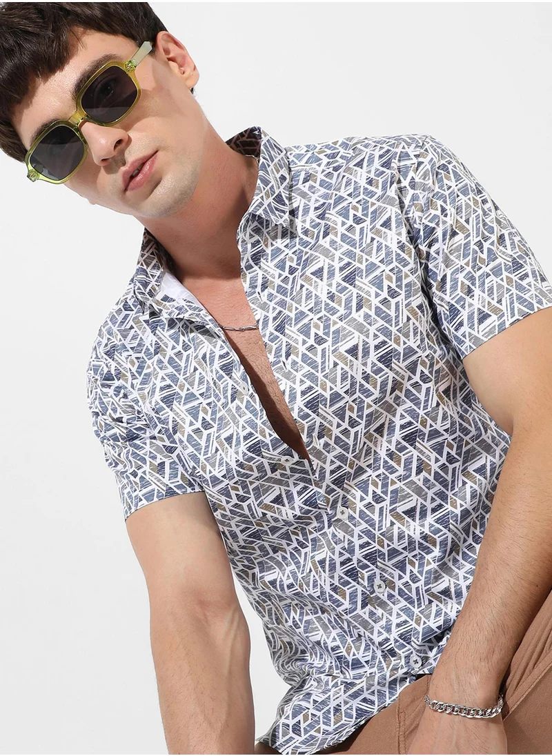 كامبوس سوترا Men's Multicolour Printed Regular Fit Casual Shirt