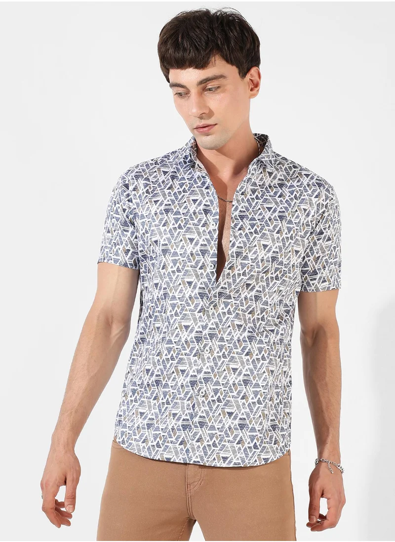 كامبوس سوترا Men's Multicolour Printed Regular Fit Casual Shirt