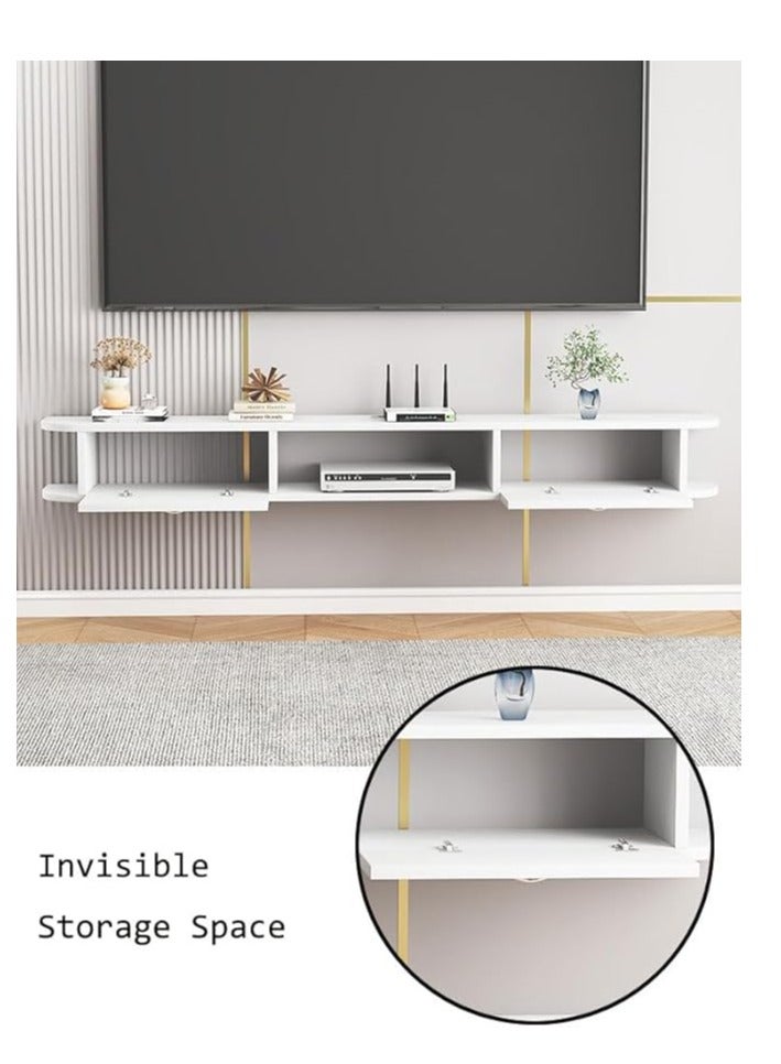 Generic Wall Mounted TV Cabinet, Wall Hanging Modern TV Table Multifunctional Storage Cabinet Television Stand with Open Shelves and Drawers for Home Living Room Bedroom Console Table  - Image 3