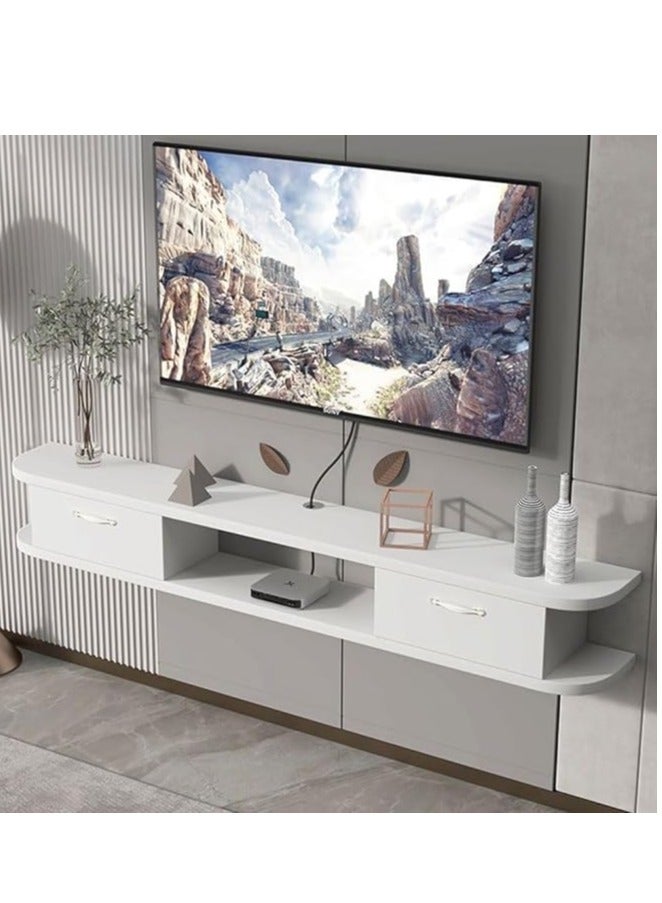 Generic Wall Mounted TV Cabinet, Wall Hanging Modern TV Table Multifunctional Storage Cabinet Television Stand with Open Shelves and Drawers for Home Living Room Bedroom Console Table  - Image 1