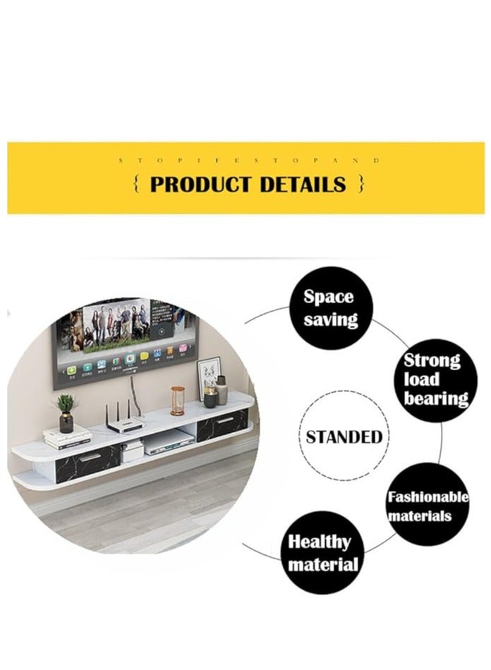 Generic Wall Mounted TV Cabinet, Wall Hanging Modern TV Table Multifunctional Storage Cabinet Television Stand with Open Shelves and Drawers for Home Living Room Bedroom Console Table  - Image 4