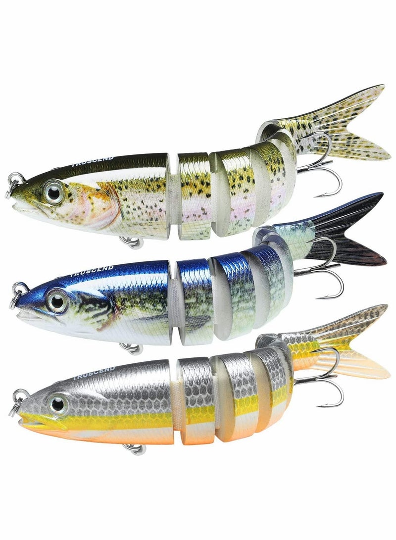 Y&D Bass Fishing Lure Topwater Lures with VMC Hook, Long Cast Premium Bait Knock Rattle Multi Jointed Swimbait Lifelike Hard Trout Perch Slow Sinking Swimming - Image 1