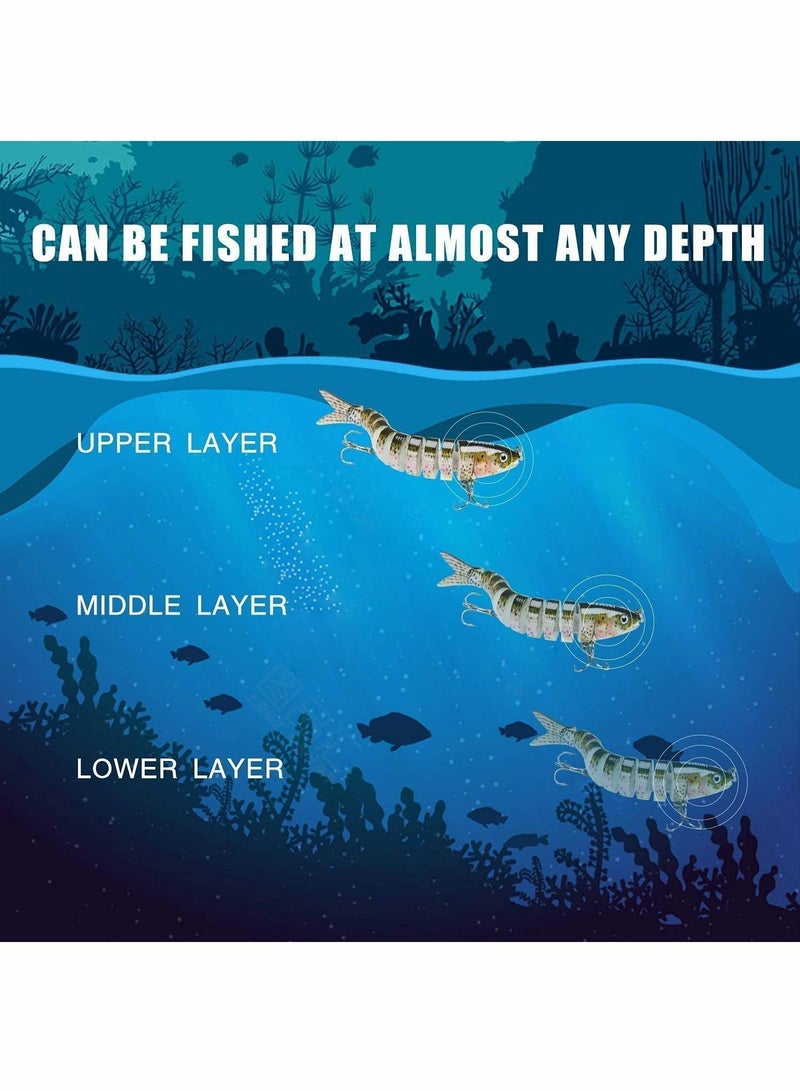 Y&D Bass Fishing Lure Topwater Lures with VMC Hook, Long Cast Premium Bait Knock Rattle Multi Jointed Swimbait Lifelike Hard Trout Perch Slow Sinking Swimming - Image 5