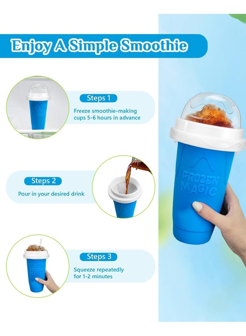 HOOKOR DIY Slushy Maker Cup,Magic Quick Frozen Smoothies Cup, Cooling Cup, Double Layer Squeeze Slushy Maker Cup, Homemade Milk Shake Ice Cream Maker - Image 2