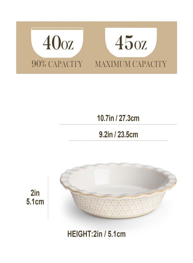 MALACASA Pie Dish for Baking, Stoneware Pie Pan 9 Inch, Embossed Deep Dish Pie Pans, 45 OZ Round Baking Dish Pie Pan, Fluted Dish Pie Plate for Apple Pie, Quiche and Tart, Set of 1, Series LYDIA - Image 2