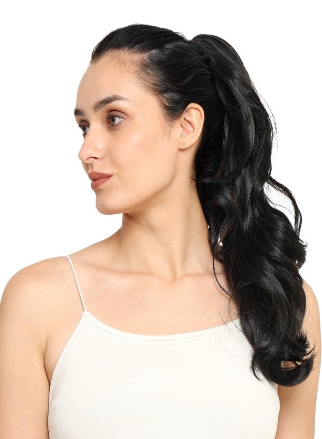 BeatStock Curly Wavy Clutcher Ponytail Hair Extension For Women and Girls in Black Color 24 inch - Image 5