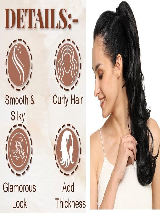 BeatStock Curly Wavy Clutcher Ponytail Hair Extension For Women and Girls in Black Color 24 inch - Image 3
