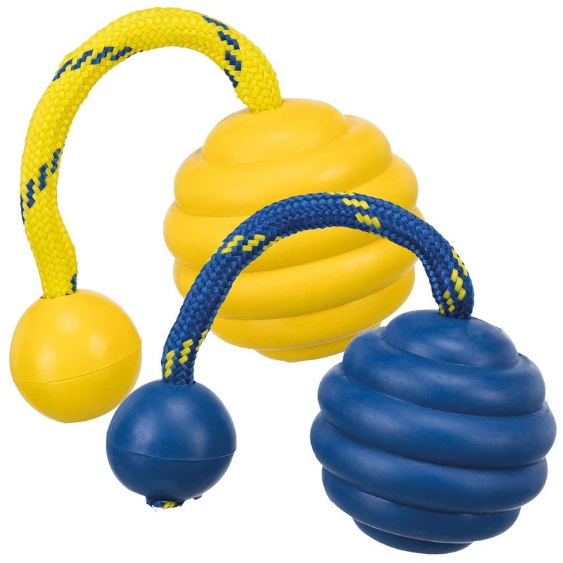 : - Sporting Wavy Ball with Rope Dog Toy,Made with Durable Polyester, Maintains Dental Hygiene, Promotes Healthy Play & Exercise - 7 × 22 cm