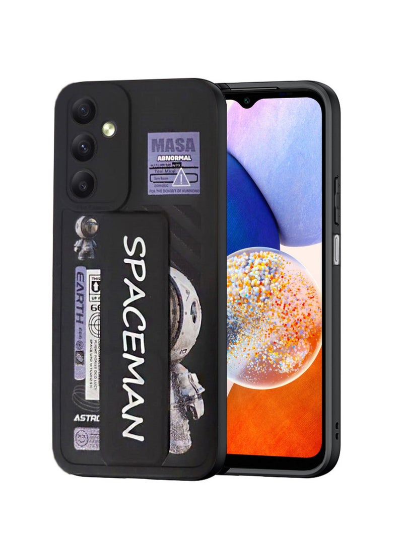 Techie جراب سيليكون أنيق بتصميم رائد فضاء مع حامل مغناطيسي آمن لهاتف Samsung Galaxy A14 5G - أسود - Image 1