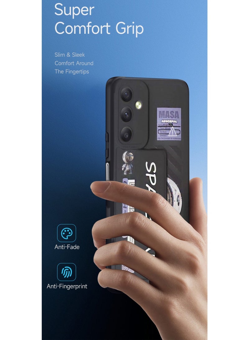 Techie جراب سيليكون أنيق بتصميم رائد فضاء مع حامل مغناطيسي آمن لهاتف Samsung Galaxy A14 5G - أسود - Image 3