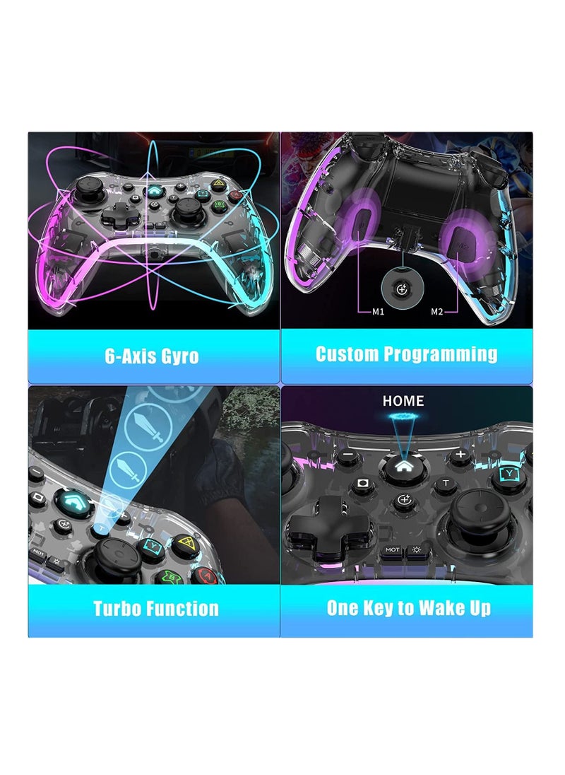 BG - Wireless Gamepad Controller RGB Breathing Light Asymmetric Vibration Motor Stereo Headset Jack Wireless Game Controller Compatible with Switch PC PS4 - Image 1