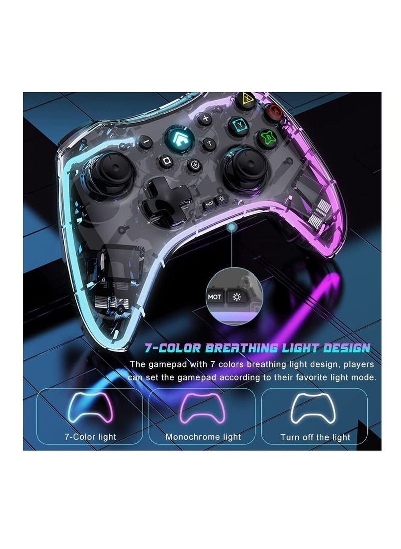 BG - Wireless Gamepad Controller RGB Breathing Light Asymmetric Vibration Motor Stereo Headset Jack Wireless Game Controller Compatible with Switch PC PS4 - Image 1
