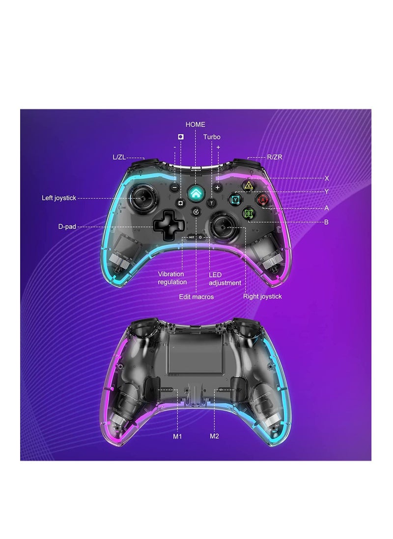 BG - Wireless Gamepad Controller RGB Breathing Light Asymmetric Vibration Motor Stereo Headset Jack Wireless Game Controller Compatible with Switch PC PS4 - Image 1