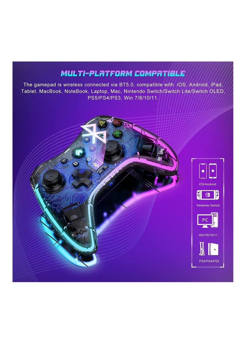 BG - Wireless Gamepad Controller RGB Breathing Light Asymmetric Vibration Motor Stereo Headset Jack Wireless Game Controller Compatible with Switch PC PS4 - Image 1