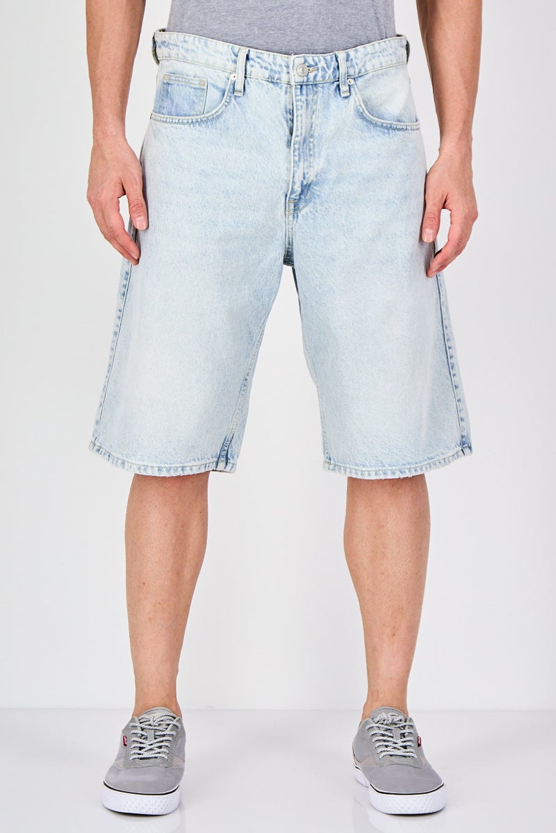 Celio Men Washed Denim Shorts, Light Blue - Image 1