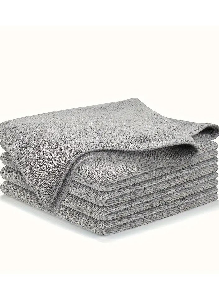 Generic 5 pcs Kitchen Towel, Ultra-fine Fiber Light Gray Cleaning Cloth Set, Absorbent, Soft And Stain-removing Cloth, For Cleaning Glass, Cooking Bench, Pot, Bowl, Water Tap, Lampblack Machine  - Image 1