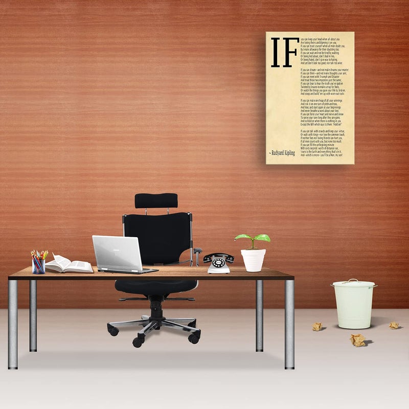 Busmko If Poem Framed Quotes Wall Art Picture Modern Canvas Motivational Posters Vintage Artwork For Bedroom Decor Poetry Gifts Framed (12x18 inch) - Image 2