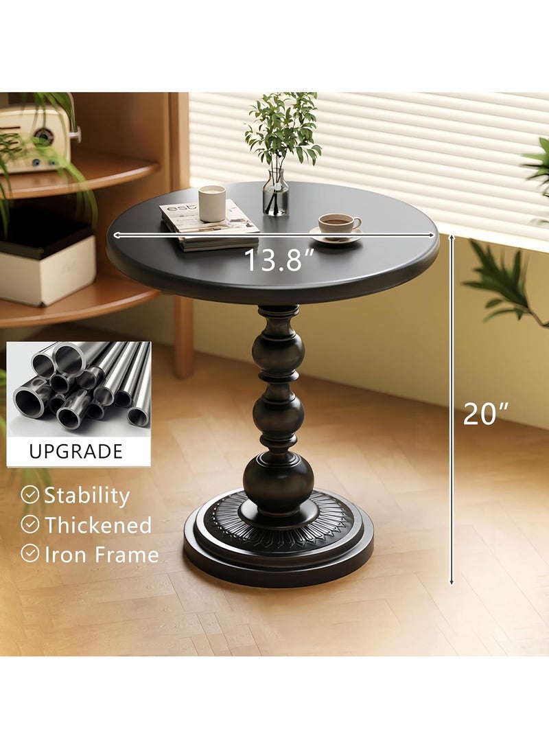 Generic Black Nordic Sofa Side Cabinet – Modern Minimalist Corner Coffee Table for Living Room, Metal Iron Outdoor Round Table, Weather-Resistant & Anti-Rust End Table for Patio, Garden, Balcony, Office, & Home Décor  - Image 1