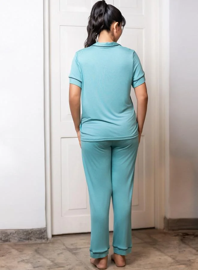 Aadaraya  Aadaraya Pyjama Set Shirt and Pants Rayon for Women | Best Price UAE