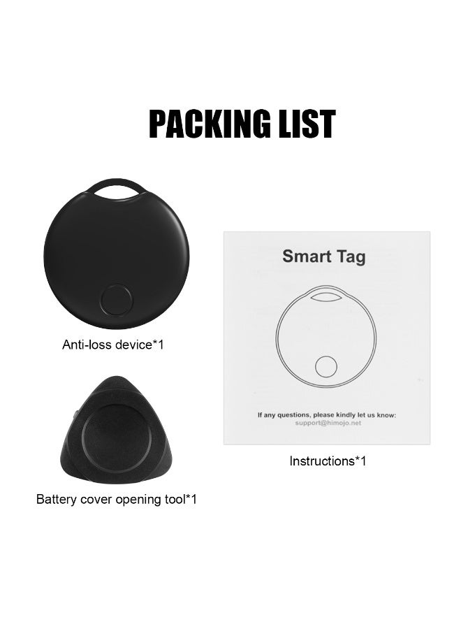 Smart Finder Bluetooth Tacker Smart AirTag Anti Lose Reminder key Finder Works with IOS Find My App (Black-1pcs)