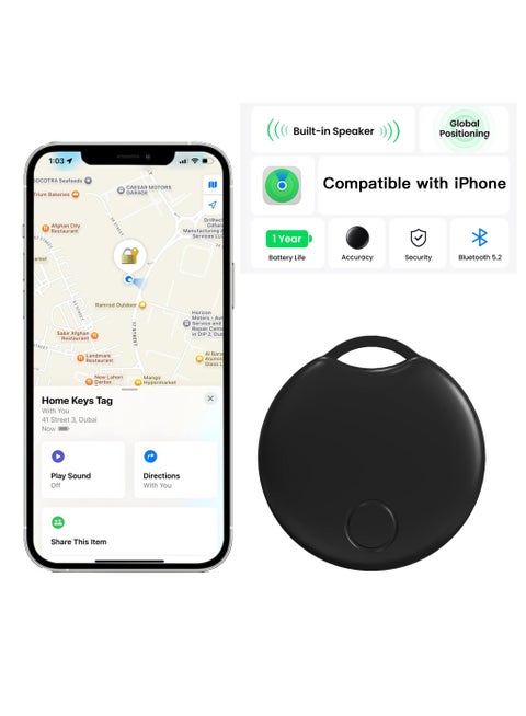Smart Finder Bluetooth Tacker Smart AirTag Anti Lose Reminder key Finder Works with IOS Find My App (Black-1pcs)