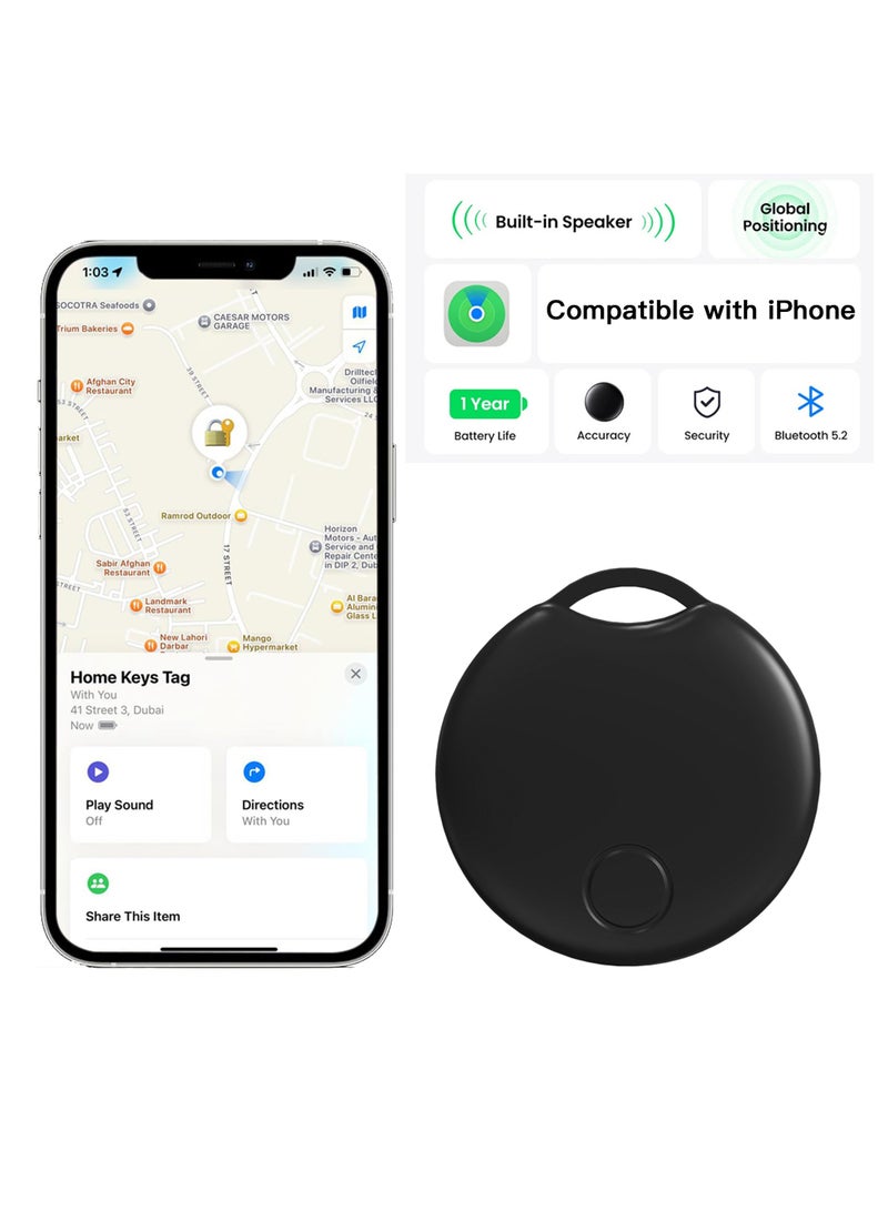 Smart Finder Bluetooth Tacker Smart AirTag Anti Lose Reminder key Finder Works with IOS Find My App (Black-1pcs)