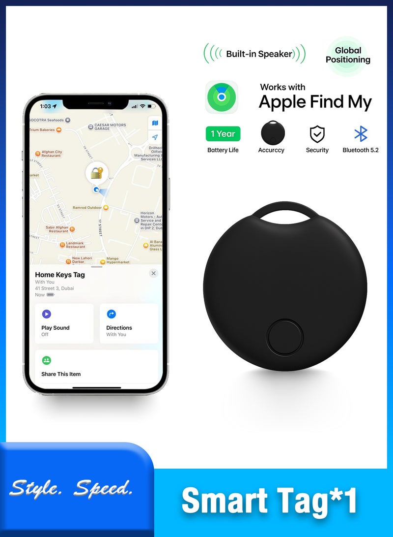 Smart Finder Bluetooth Tacker Smart AirTag Anti Lose Reminder key Finder Works with IOS Find My App (Black-1pcs)  - Image 1