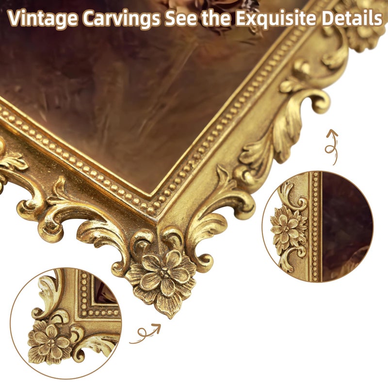 FJXMFRAME Gold 8x10 Picture Frame Vintage Antique Baroque for Wall or Tabletop Display, Ornate Gothic Victorian Frames Matted to 5x7 Photo - Image 4
